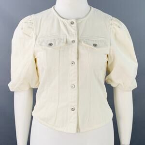 PIECES Size L Cream Cotton Twill Snaps Cape